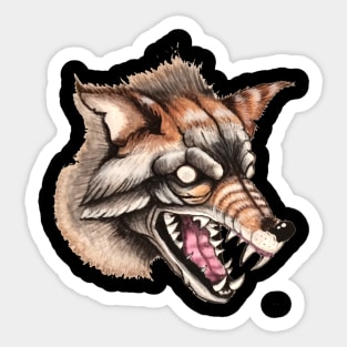 Angry Coyote Watercolor Painting Sticker